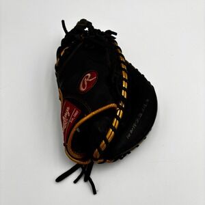 Rawlings R9 Catcher's Mitt Adult 32.5" Black Gold Excellent R9CM325BG Leather